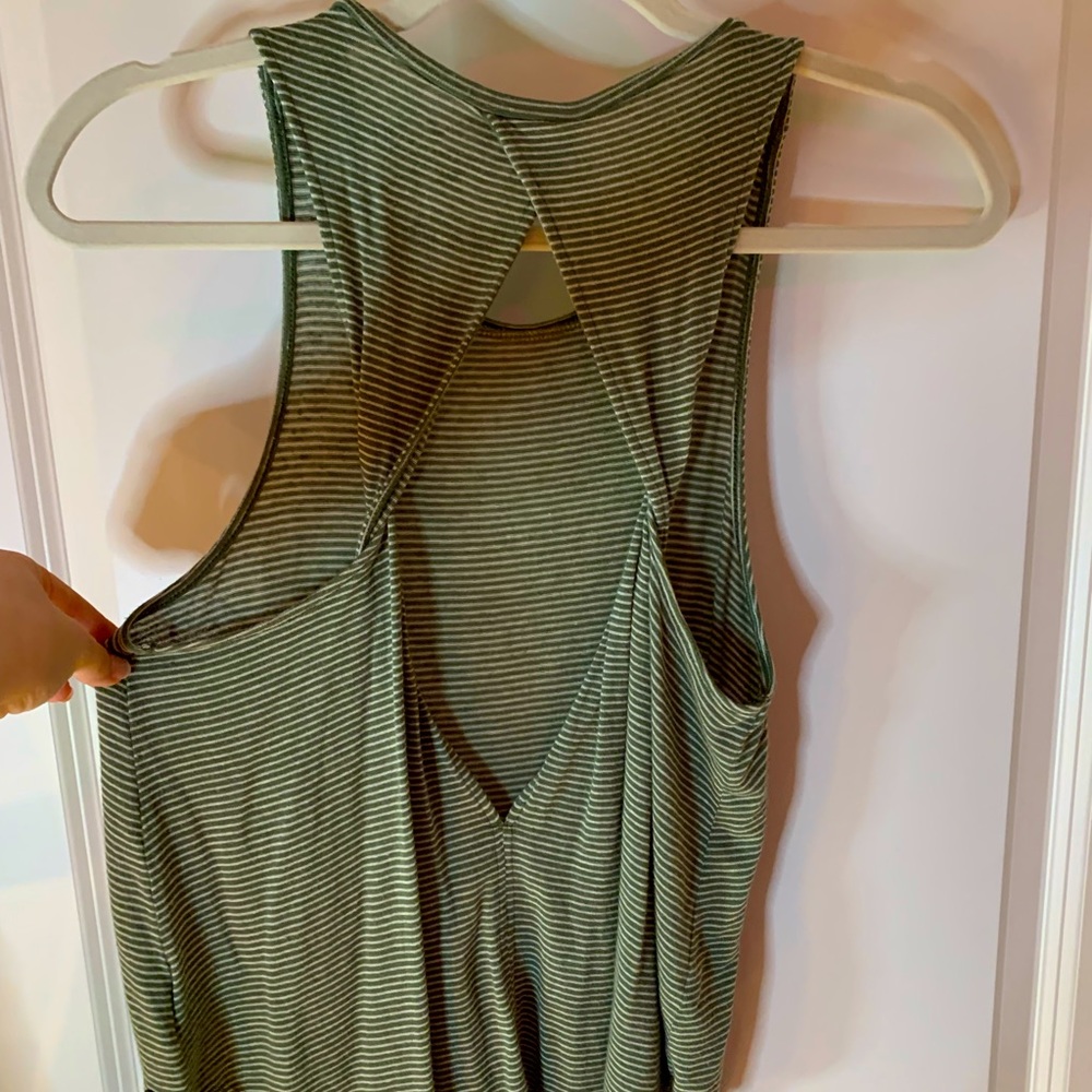 Olive striped AE soft & sexy tank top size S. Open back